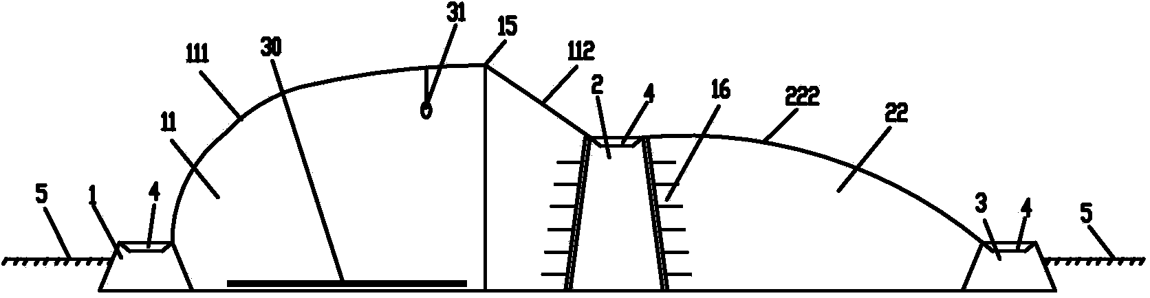 复合型土墙-冠层结构生态节能日光温室(公开号：CN103749210A)