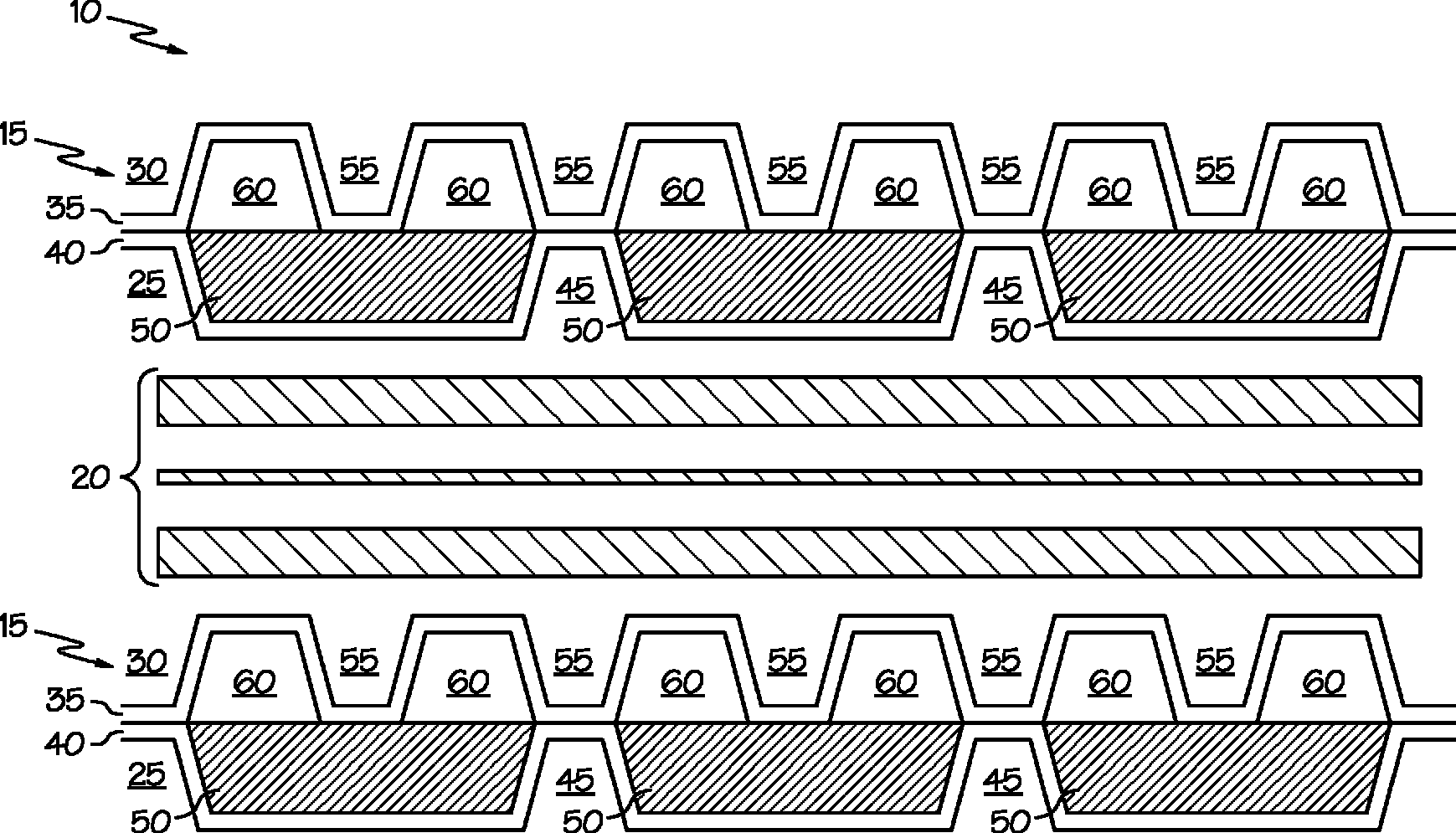 具有减少的冷却剂体积和不对称的热排除的双极板