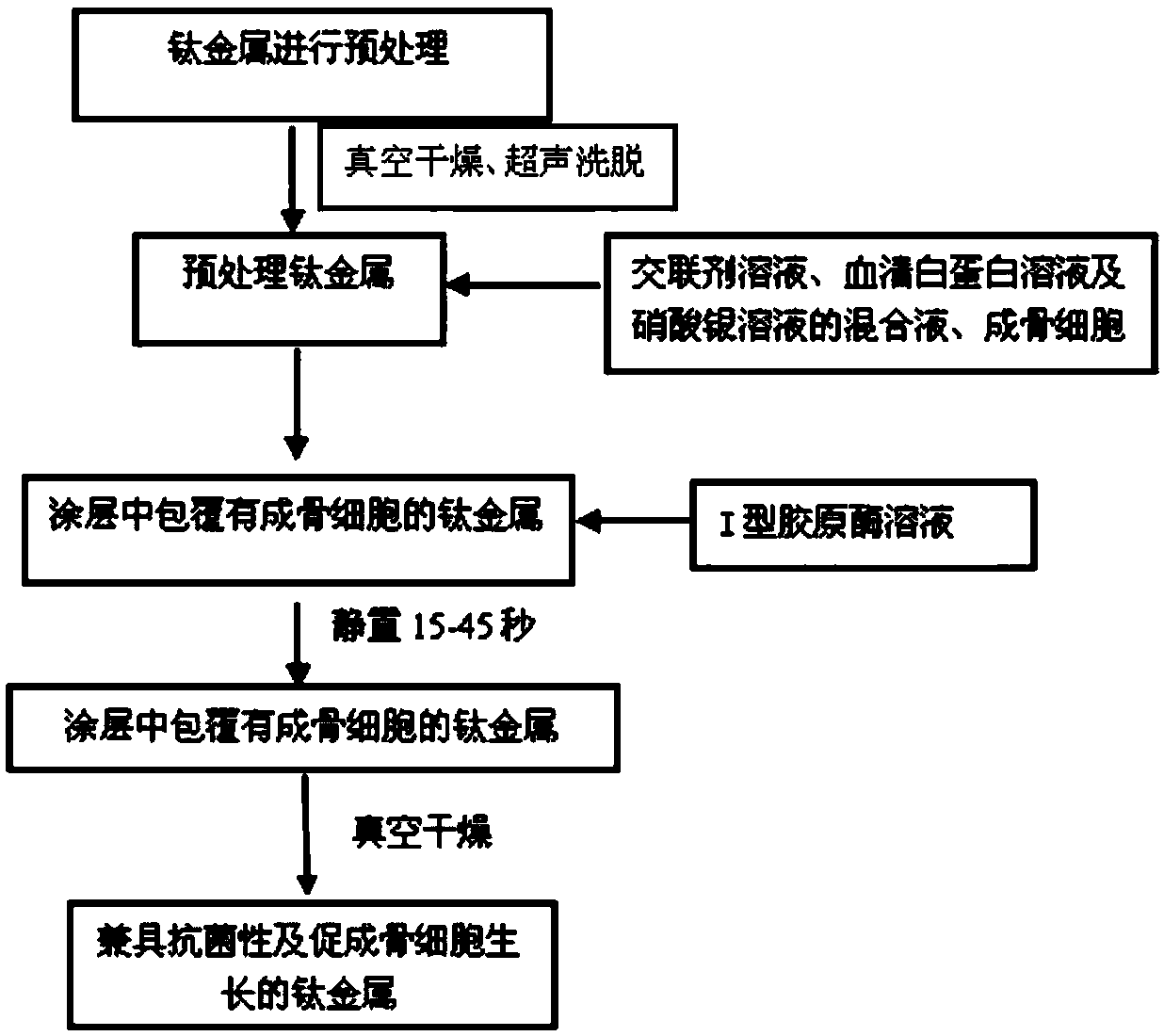 一种具有抗菌性及促进成骨细胞生长的钛金属改性方法