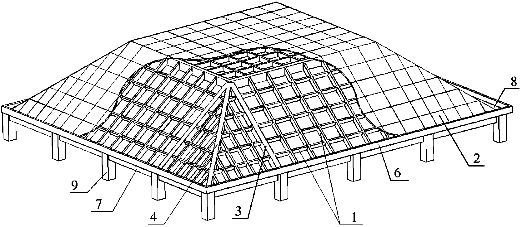 大跨度混凝土斗形网壳屋盖结构